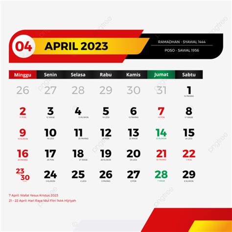 Kalender 2023 April Lengkap Dengan Tanggal Merah Cuti Bersama Jawa Dan