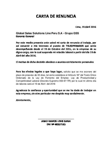 Modelo Carta De Renuncia Colombia En Word Cintlarax Rezfoods