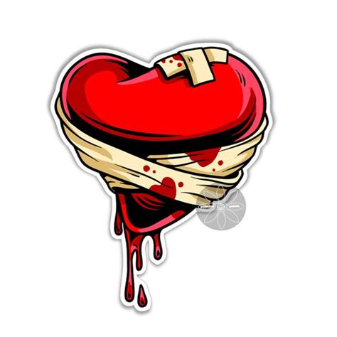 Broken Bleeding Heart Vinyl Sticker Halloween Or Tattoo Art Etsy