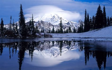 Wallpaper Sunlight Landscape Lake Water Nature Reflection Snow