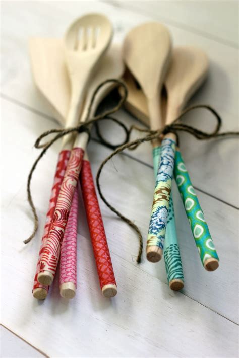 Diy Fabric Covered Wooden Spoons Handmade Holiday Ts Wooden Spoon