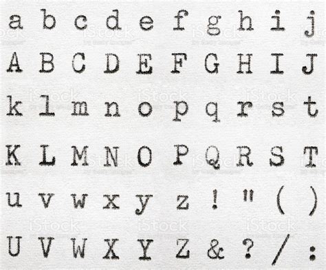 Real Typewriter Typescript With Visible Paper Texture Alphabet Of