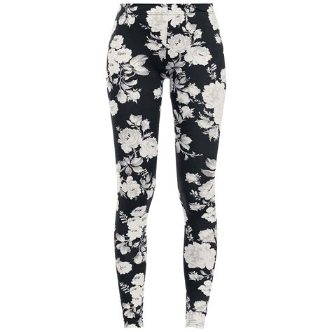 urban classics leggings dam ladies flower leggings svart flower leggings flowery leggings