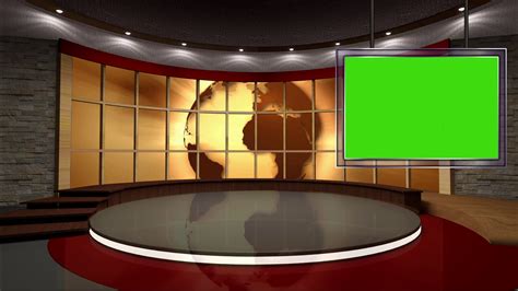 News Tv Studio Set 18 Virtual Green Screen Background Loop Stock