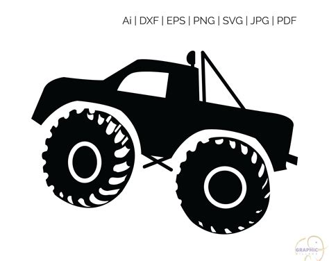 Monster Truck Svg Eps Vector Clipart Digital Silhouette And Etsy