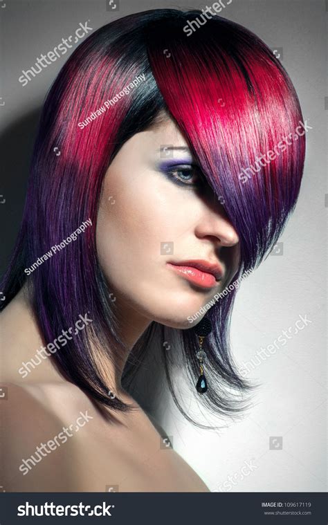Portrait Of A Beautiful Girl With Dyed Hair Professional