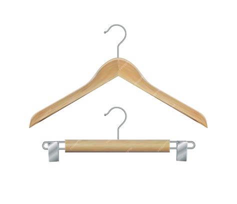 Premium Vector Wooden Coat Hanger Clothes Hanger Realistic Vector