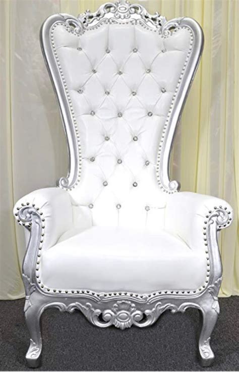 Throne Chair White W Silver Trim Rentals Online 175day