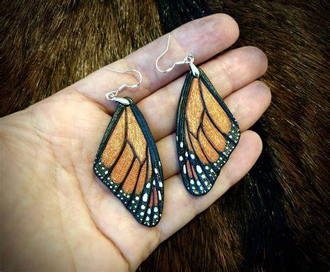 Hand Tooled Leather Life Like Iridescent Monarch Butterfly Etsy