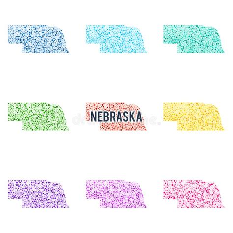 Vector Colourful Dotted Map Of The State Of Nebraska Stock