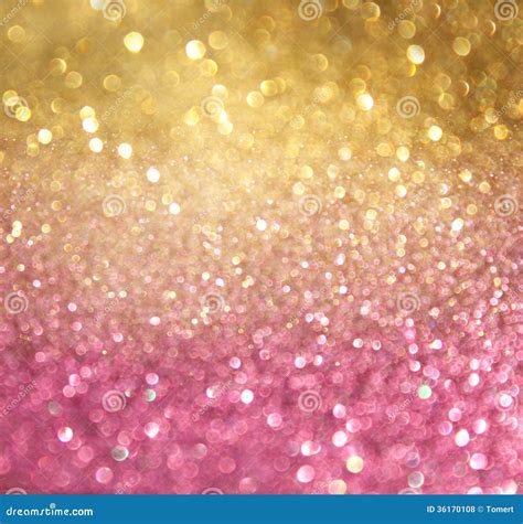 Gold And Pink Abstract Bokeh Lights Defocused Background Stock Photo