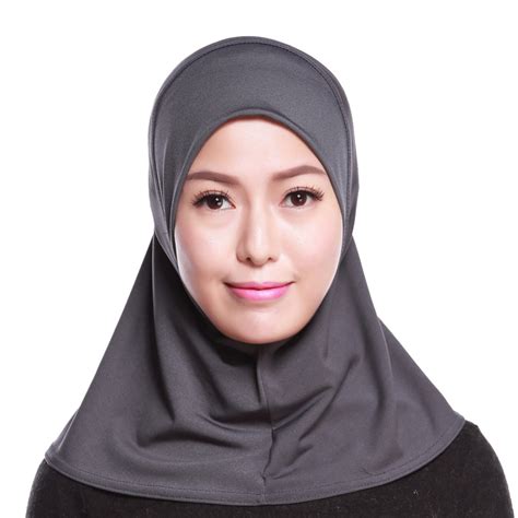2018 womens cotton muslim headscarf inner hijab for islamic ladies satin neck head hat dubai