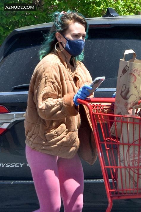 Hilary Duff Was Rocking A Blue And Green While Out Grocery Shopping At