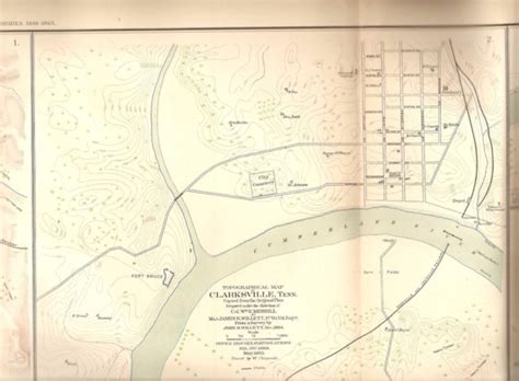 1865 Map Of Clarksville Showing Fort Brucefort Defiance Ft Defiance