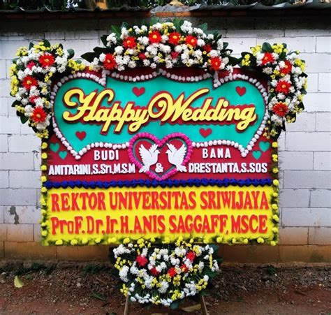 Karangan Bunga Papan Happy Wedding Dari Rektor Universitas Sriwijaya
