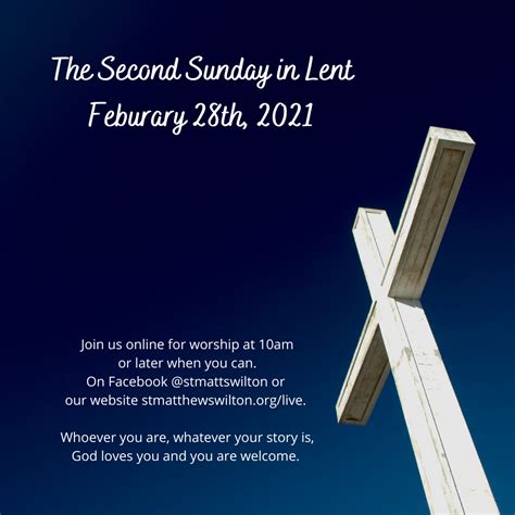 Worship On The Second Sunday In Lent February 28th 2021 St Matthew