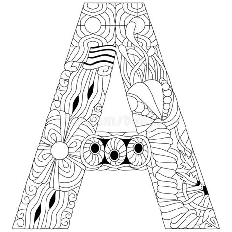 Letra V Para Colorear Objeto Decorativo Del Zentangle Del Vector Ilustraci N Del Vector