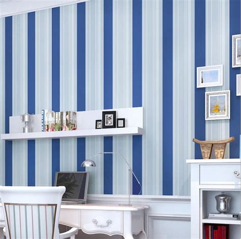 Mediterranean Blue And White Flocking Wallpaper Roll