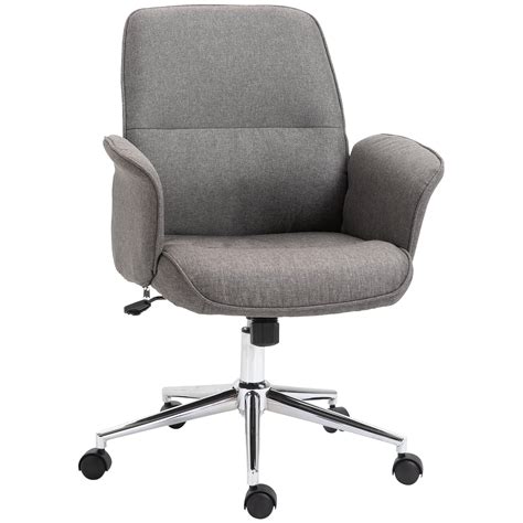 Vinsetto Adjustable Linen Fabric Swivel Home Office Chair With Arms