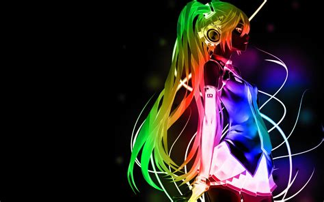 Neon Anime Wallpaper Hatsune Miku Wallpaper Rainbow 1440x900