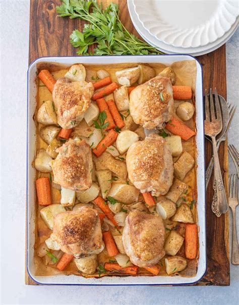 Roasted Chicken Thighs And Potatoes — Bless This Mess