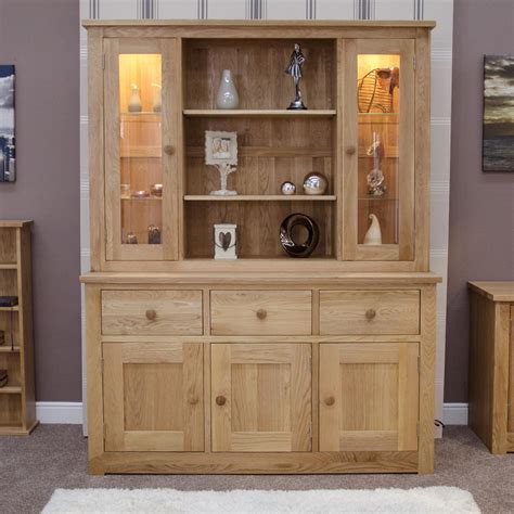 Kingston Solid Modern Oak Furniture Large Dresser Display Cabinet With