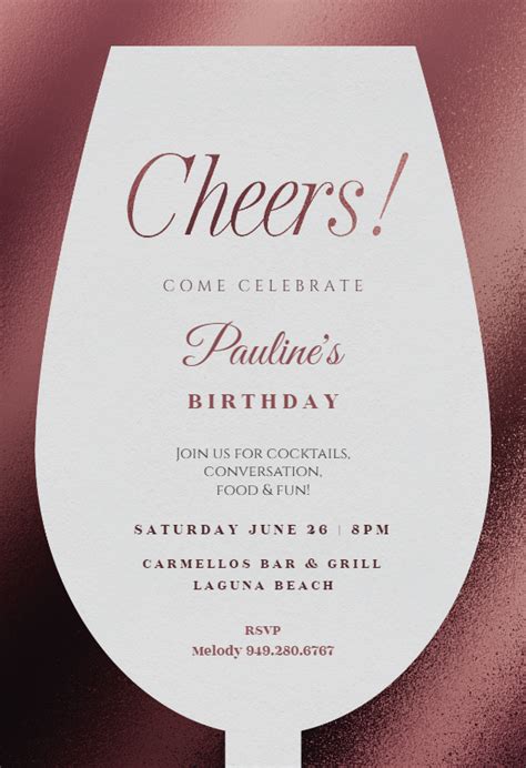 wine glass birthday invitation template