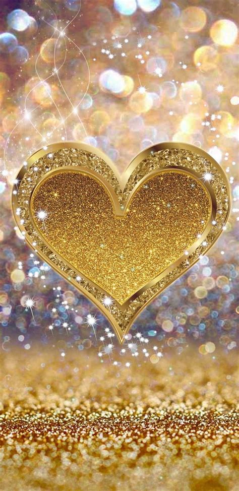 1080p Free Download Gold Sparkle Heart Glitter Golden Silver Hd