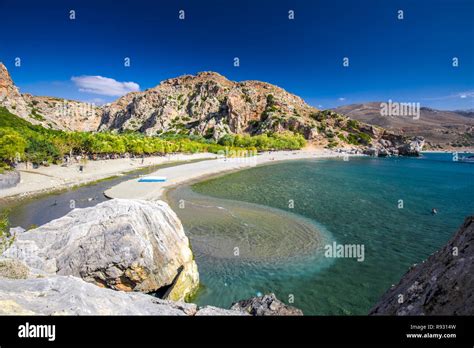 Preveli Strand Auf Der Insel Kreta Mit Azurblauen Wasser Griechenland Europa Kreta Ist Die