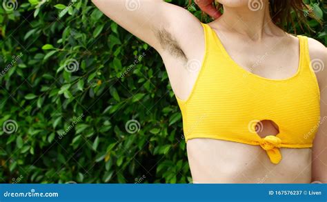 Natural Woman With Unshaven Armpits Woman`s Natural Hair Feminist Concept Stock Video Video