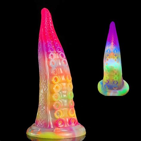 Multi Color Octopus Tentacle Luminous Dildo Anal Plug Glow In Dark With Suction