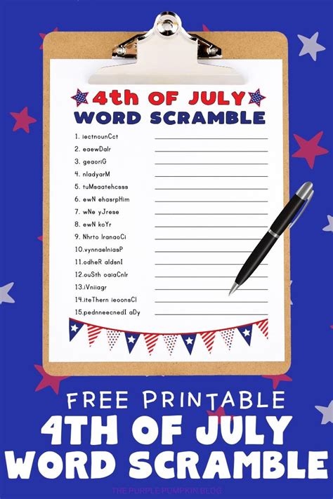 Printable 4th of july word search. Free Printable 4th of July Word Scramble (Easy, Medium ...