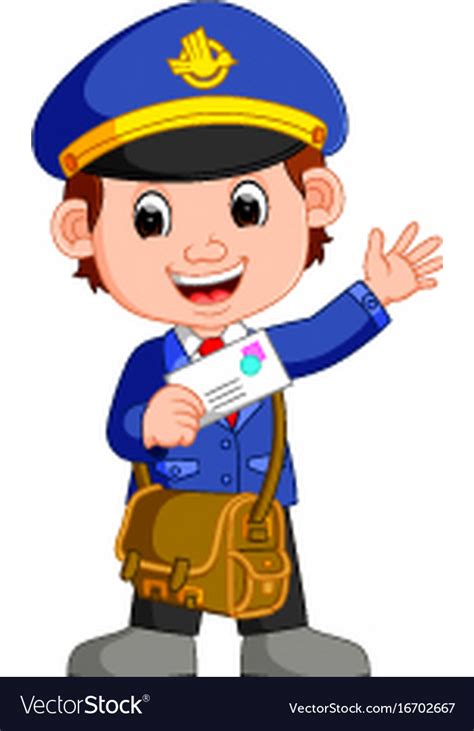 Cartoon Postman Brought A Letter Royalty Free Vector