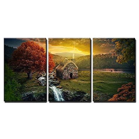 Wall26 3 Piece Canvas Wall Art Beautiful Nature Scene With Cottage