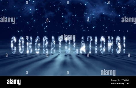 Congratulations Sparkling Ice Text With Stars Shining On Sky Animation