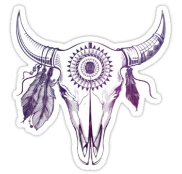 'Pink Rose Bull Skull' Sticker by ohdeer | Bull skull tattoos, Bull tattoos, Cow skull tattoos