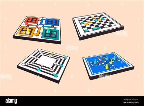 Collection Of Strategic Board Games Illustration Vector Stock Vector