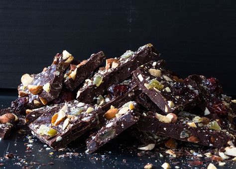 Fionas Dark Chocolate Bark With Almonds Cranberries And Crystallized