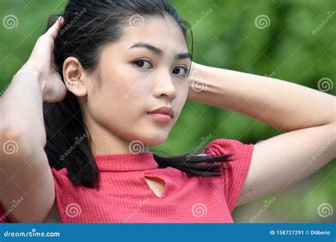 An Asian Girl With Long Hair Stock Image Image Of Pretty Adorable 158727291