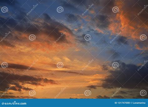Dramatic Sunset Sky With Orange Stock Photo Image Of Flaring Dawn
