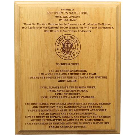 Army Retirement Plaque With Personalized Text Bradleys Custom