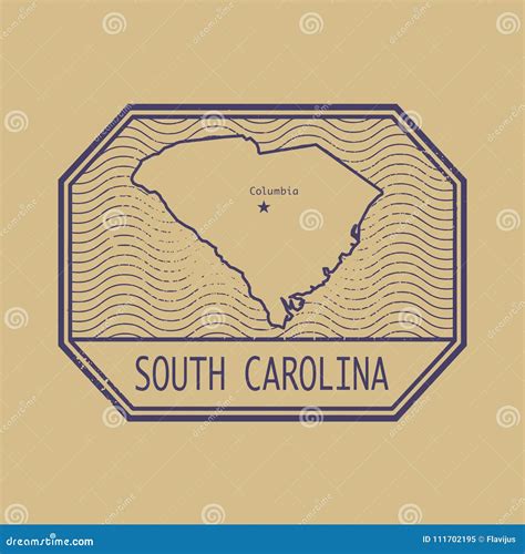 Stempeln Sie Mit Dem Namen Und Der Karte Von South Carolina Vereinigte