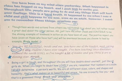 La Inspiradora Carta Que Escribió Una Profesora A Su Alumna Después De Que Sus Compañeras Se