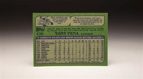 Cardcorner 1982 Topps Tony Peña Baseball Hall Of Fame