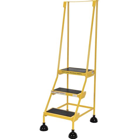 Vestil Commercial Rolling Ladder — Spring Loaded 3 Steps 300 Lb