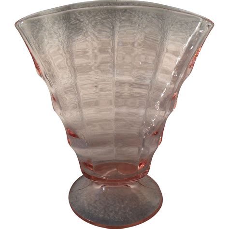 Vintage Pink Depression Glass Pattern Fan Vase 6 Misssmithvt Ruby Lane
