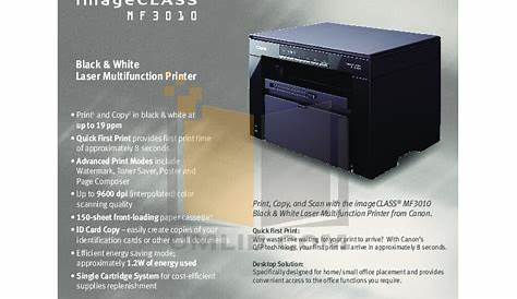 Download free pdf for Canon imageCLASS MF3010 Multifunction Printer manual