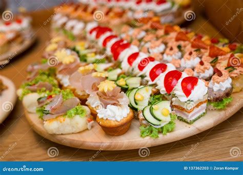 Delicious Snacks Of Food Arranged On A Plate Stock Image Image Of