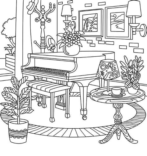 Piano En Casa Para Colorear Imprimir E Dibujar Coloringonly Com