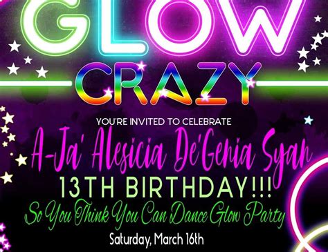 Neon Glow In The Dark Birthday Lets Glow Crazy Dance Party